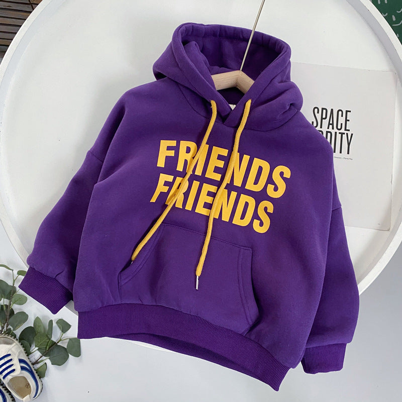 Pull à capuche matelassé pour enfant avec lettres colorées pour l'hiver