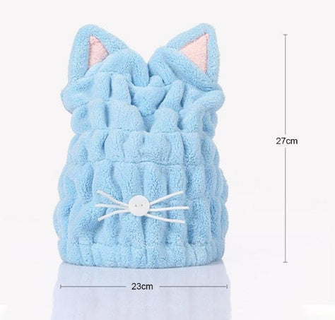 Serviette de bain sèche-cheveux avec oreilles de chat mignonnes