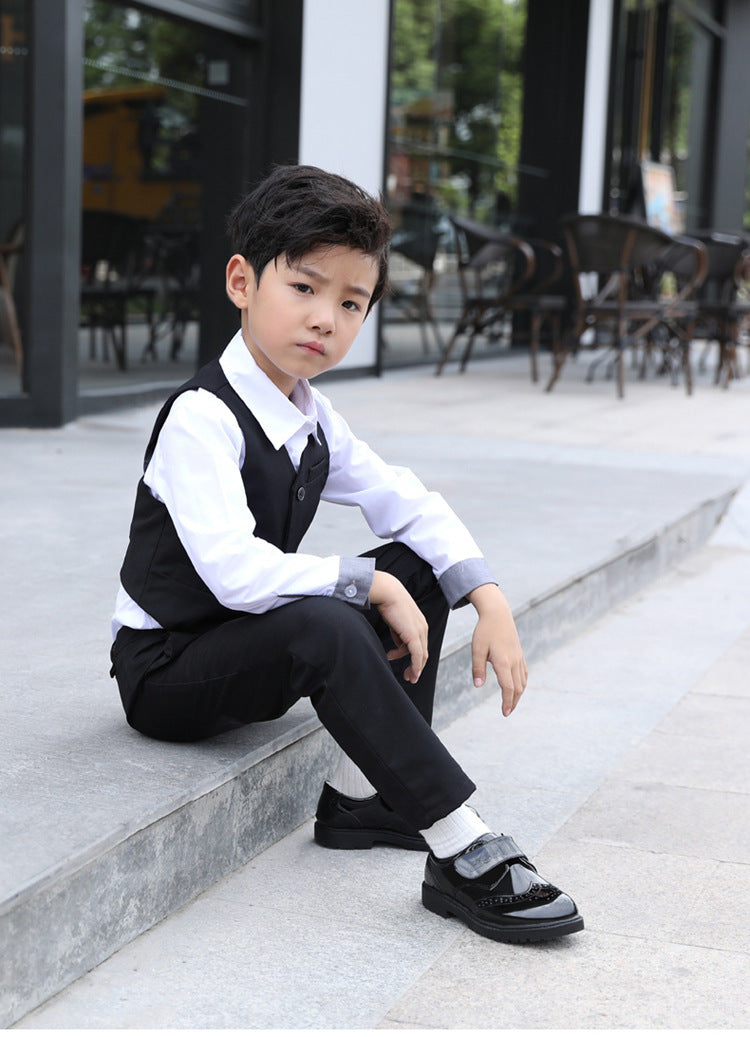 Chaussures en cuir noires pour garçons, style britannique, style étudiant