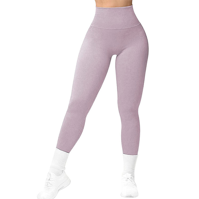 Leggings taille haute sans couture, pantalons de fitness tricotés filetés, pantalons de yoga amincissants pour femmes, leggings de sport élastiques pour course à pied