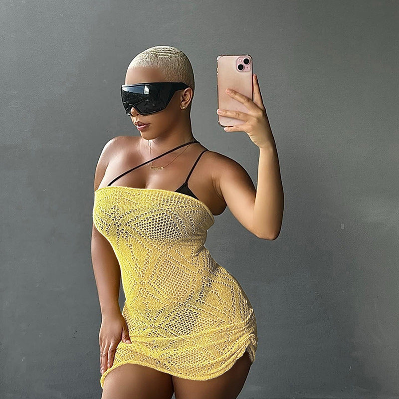 Robe fourreau transparente sans manches pour fille sexy, à la mode européenne et américaine