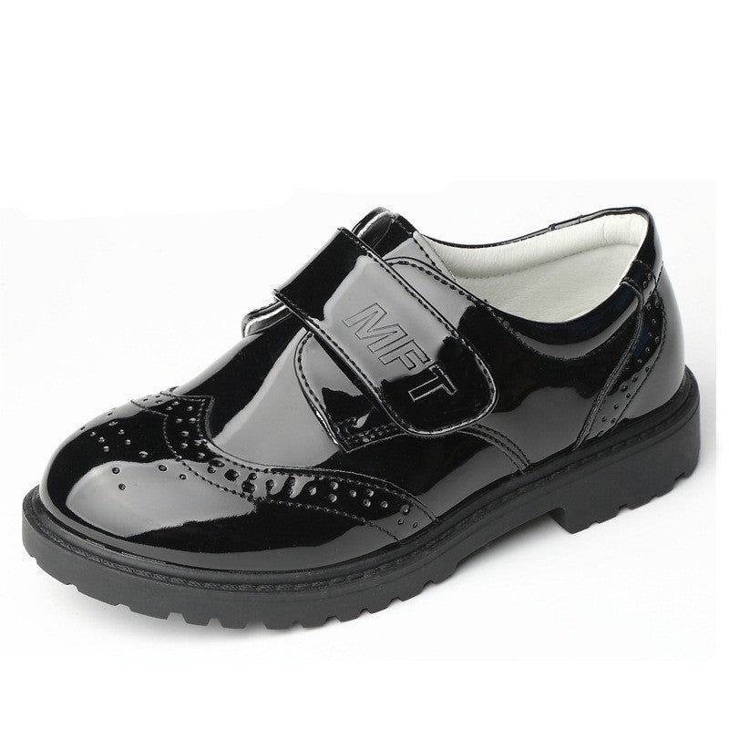 Chaussures en cuir noires pour garçons, style britannique, style étudiant