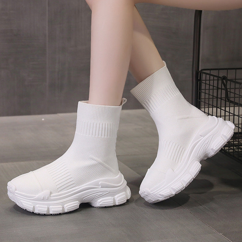 Chaussures et bottes de sport décontractées en tricot à plateforme