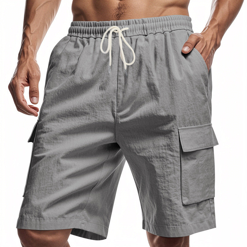 Short ample en lin uni avec cordon de serrage pour le sport et les loisirs