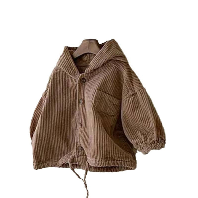 Veste décontractée à capuche en velours côtelé