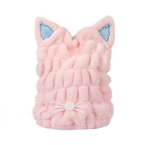 Serviette de bain sèche-cheveux avec oreilles de chat mignonnes
