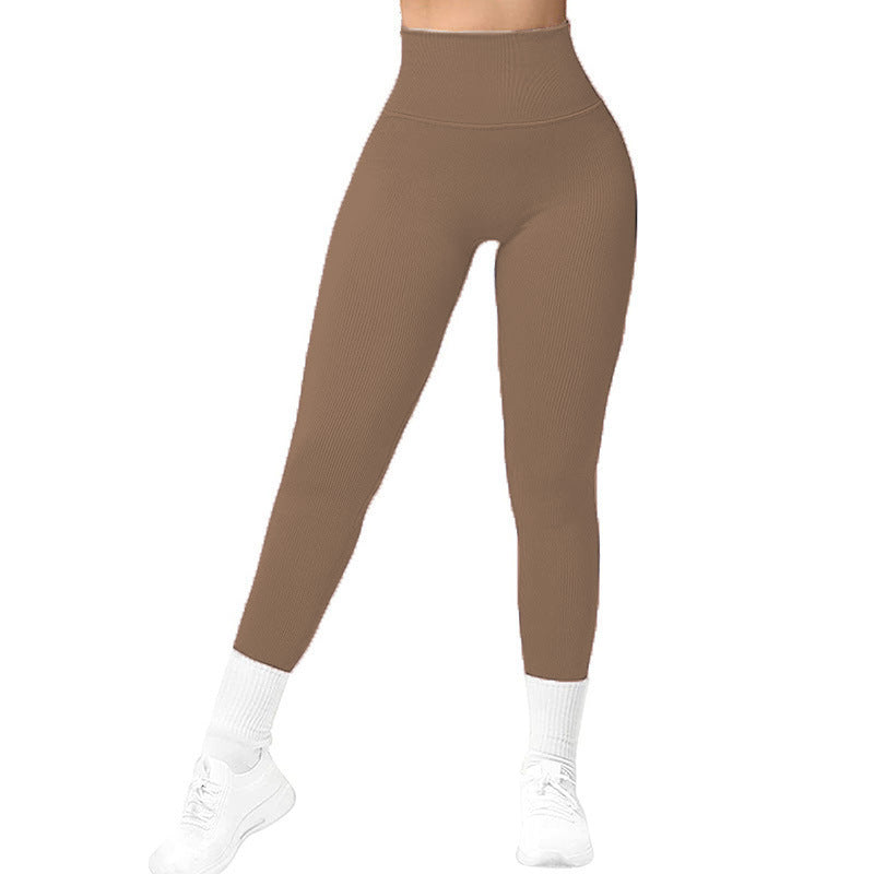Leggings taille haute sans couture, pantalons de fitness tricotés filetés, pantalons de yoga amincissants pour femmes, leggings de sport élastiques pour course à pied