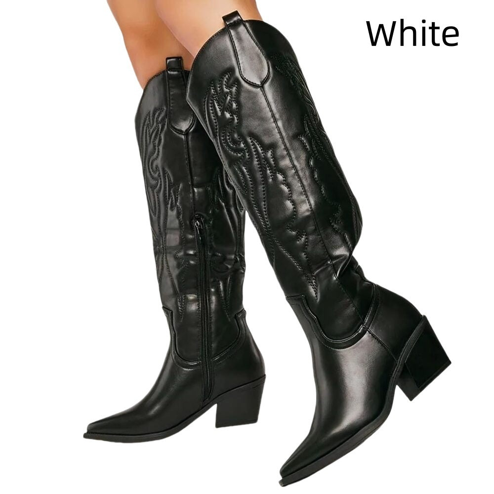 Women's Fashion Embroidered Pointed High Heel Cowboy Boot