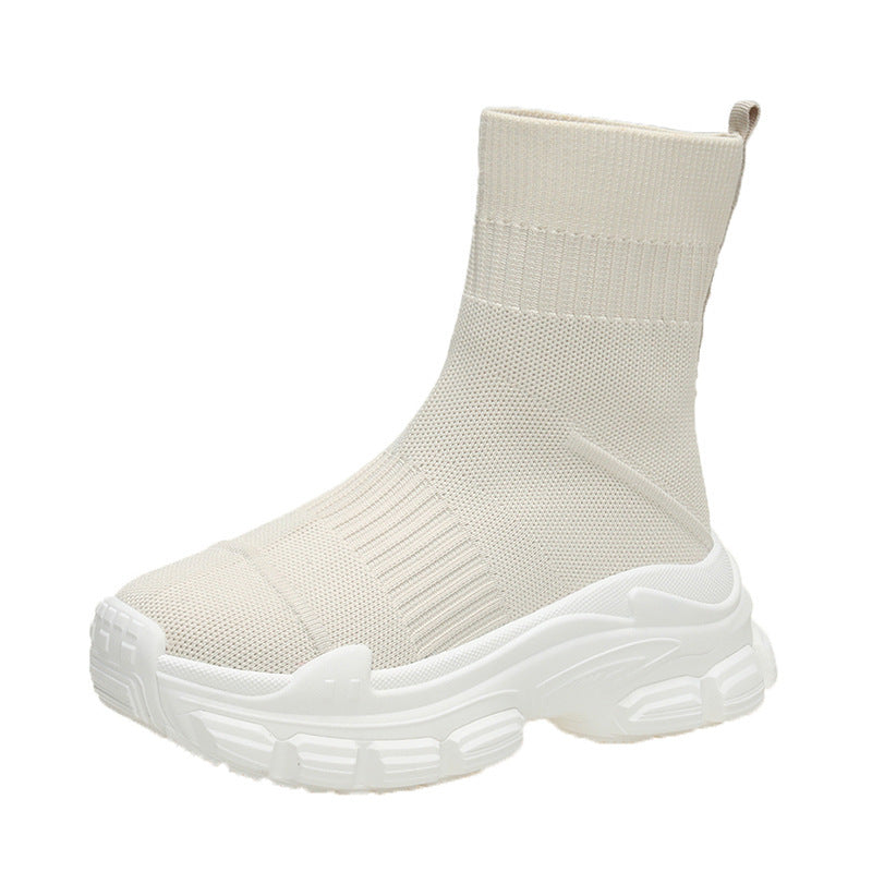 Chaussures et bottes de sport décontractées en tricot à plateforme
