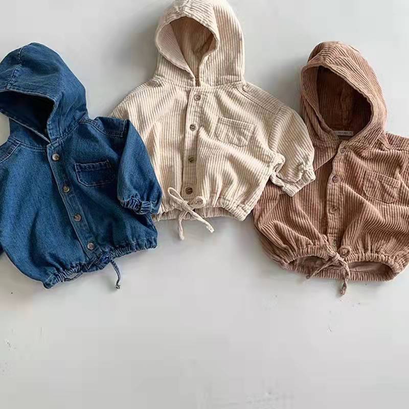 Veste décontractée à capuche en velours côtelé