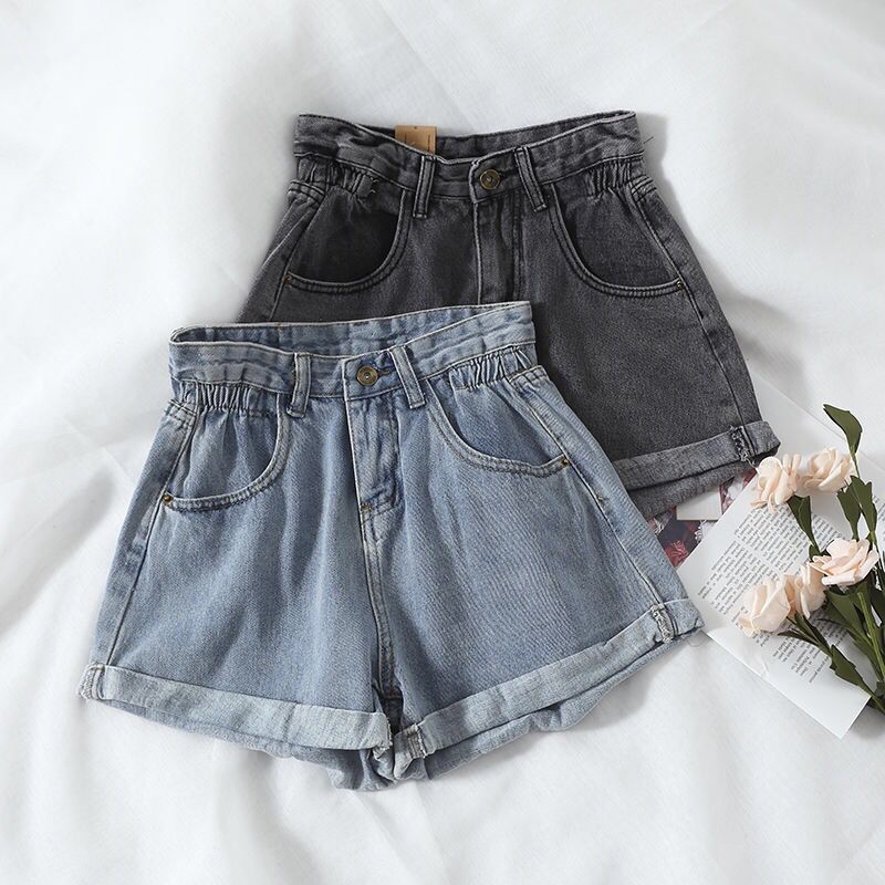 Vintage High Waist Slacks Denim Shorts