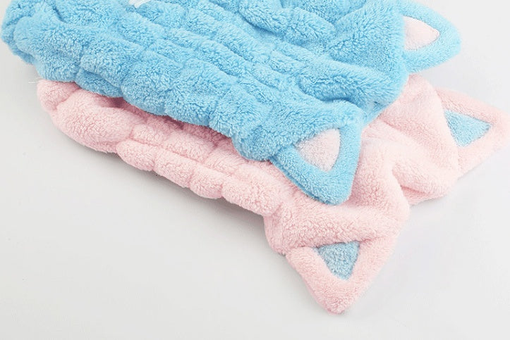 Serviette de bain sèche-cheveux avec oreilles de chat mignonnes