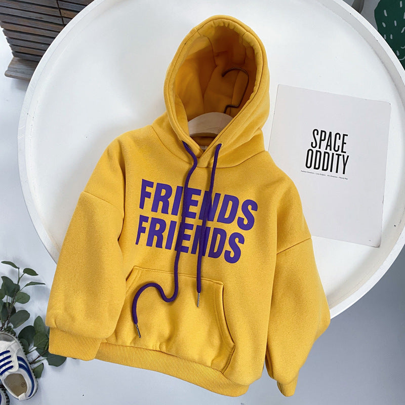 Pull à capuche matelassé pour enfant avec lettres colorées pour l'hiver