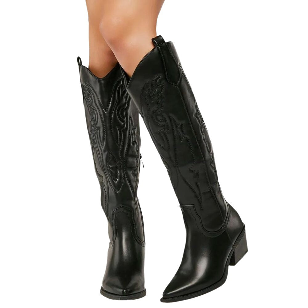 Women's Fashion Embroidered Pointed High Heel Cowboy Boot