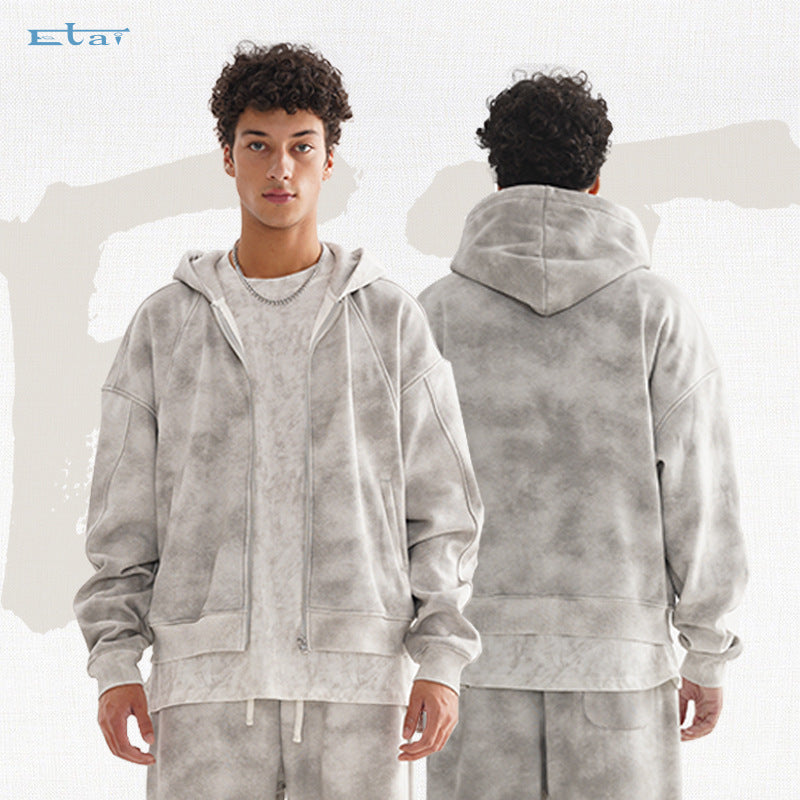 Cardigan zippé effet vieilli pour homme