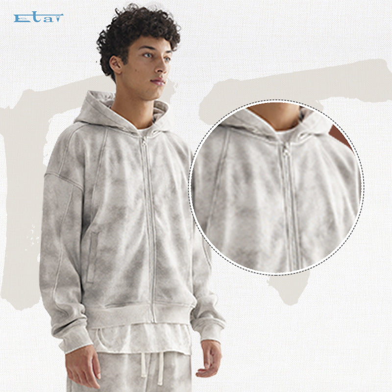 Cardigan zippé effet vieilli pour homme