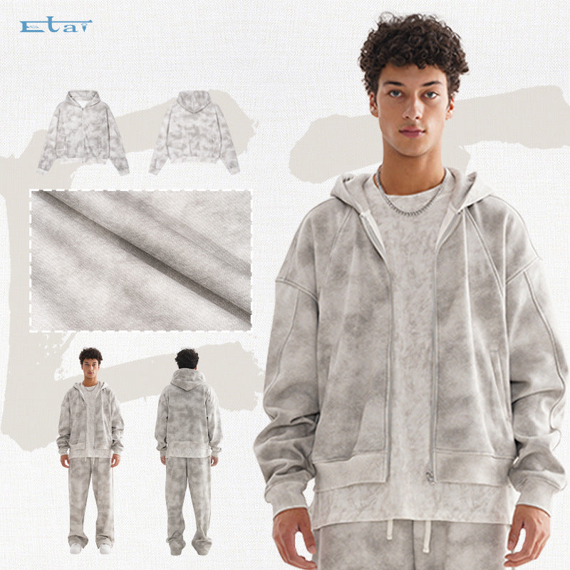 Cardigan zippé effet vieilli pour homme