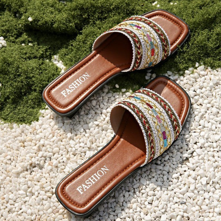 Chaussons respirants à bout ouvert de style bohème