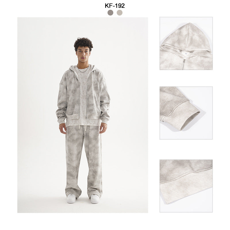 Cardigan zippé effet vieilli pour homme