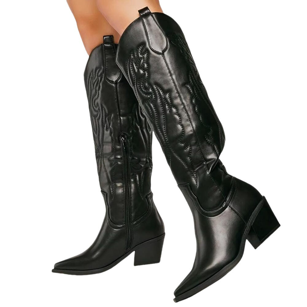 Women's Fashion Embroidered Pointed High Heel Cowboy Boot