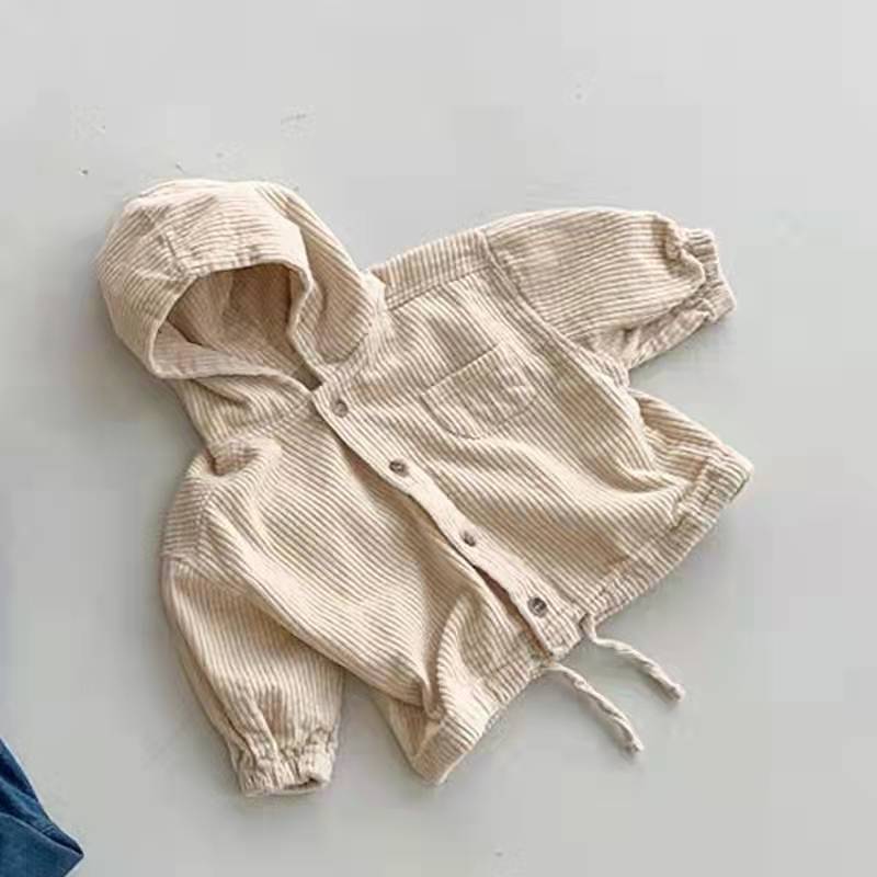 Veste décontractée à capuche en velours côtelé