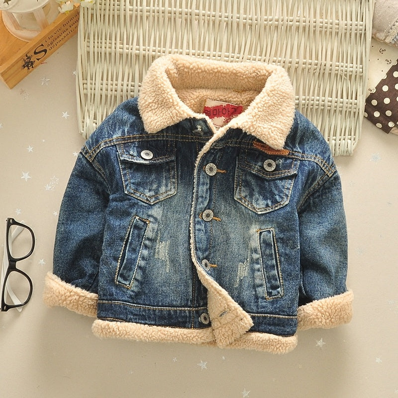 Veste épaisse à col en fourrure pour bébé, style coréen, 4 pièces