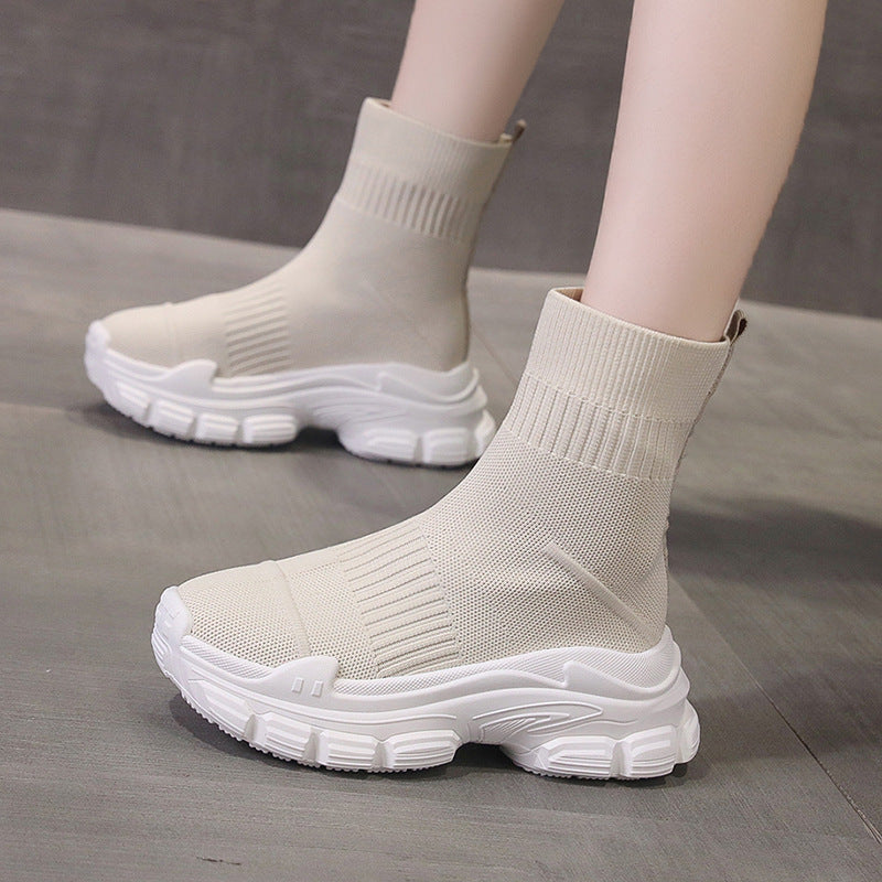 Chaussures et bottes de sport décontractées en tricot à plateforme
