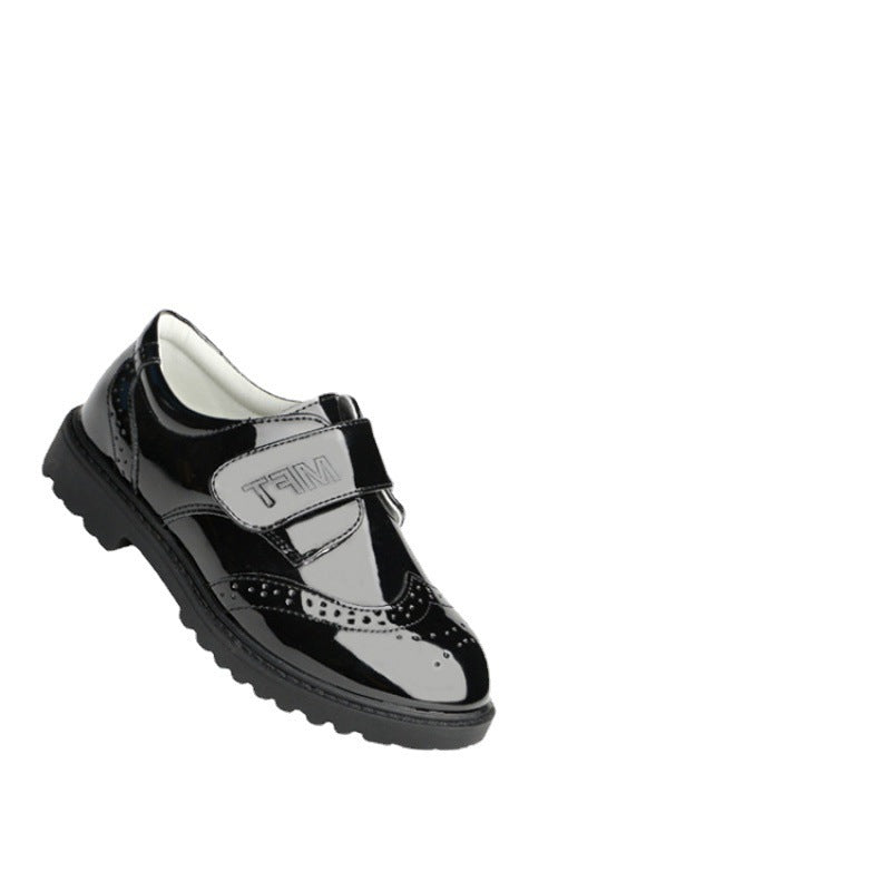 Chaussures en cuir noires pour garçons, style britannique, style étudiant