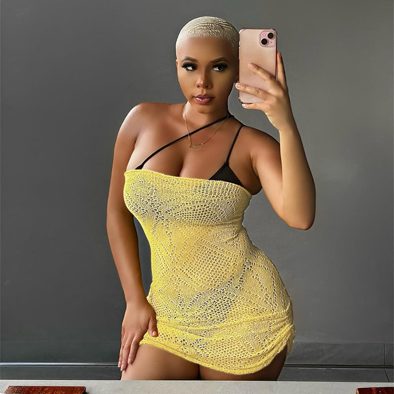 Robe fourreau transparente sans manches pour fille sexy, à la mode européenne et américaine