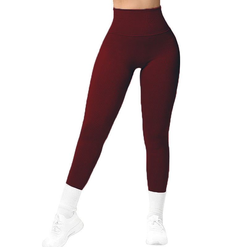 Leggings taille haute sans couture, pantalons de fitness tricotés filetés, pantalons de yoga amincissants pour femmes, leggings de sport élastiques pour course à pied