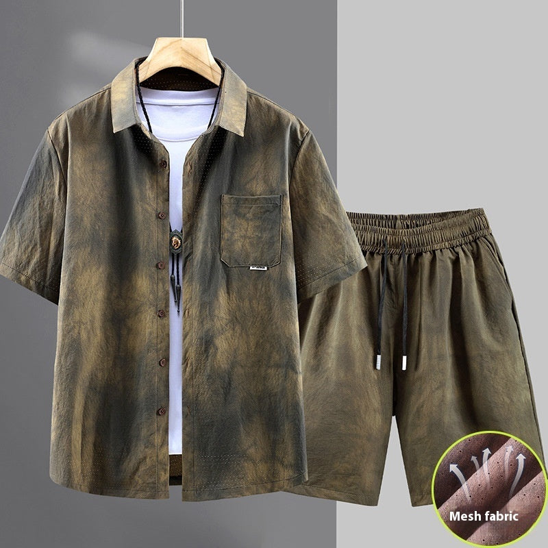Ensemble deux pièces ample, chemise et short décontractés grande taille