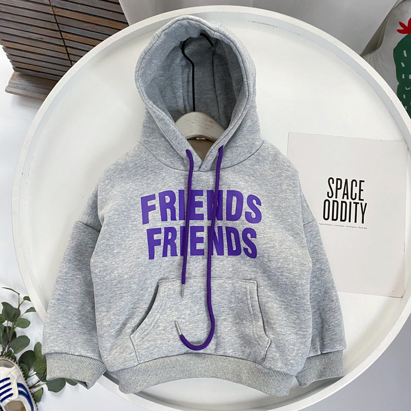 Pull à capuche matelassé pour enfant avec lettres colorées pour l'hiver