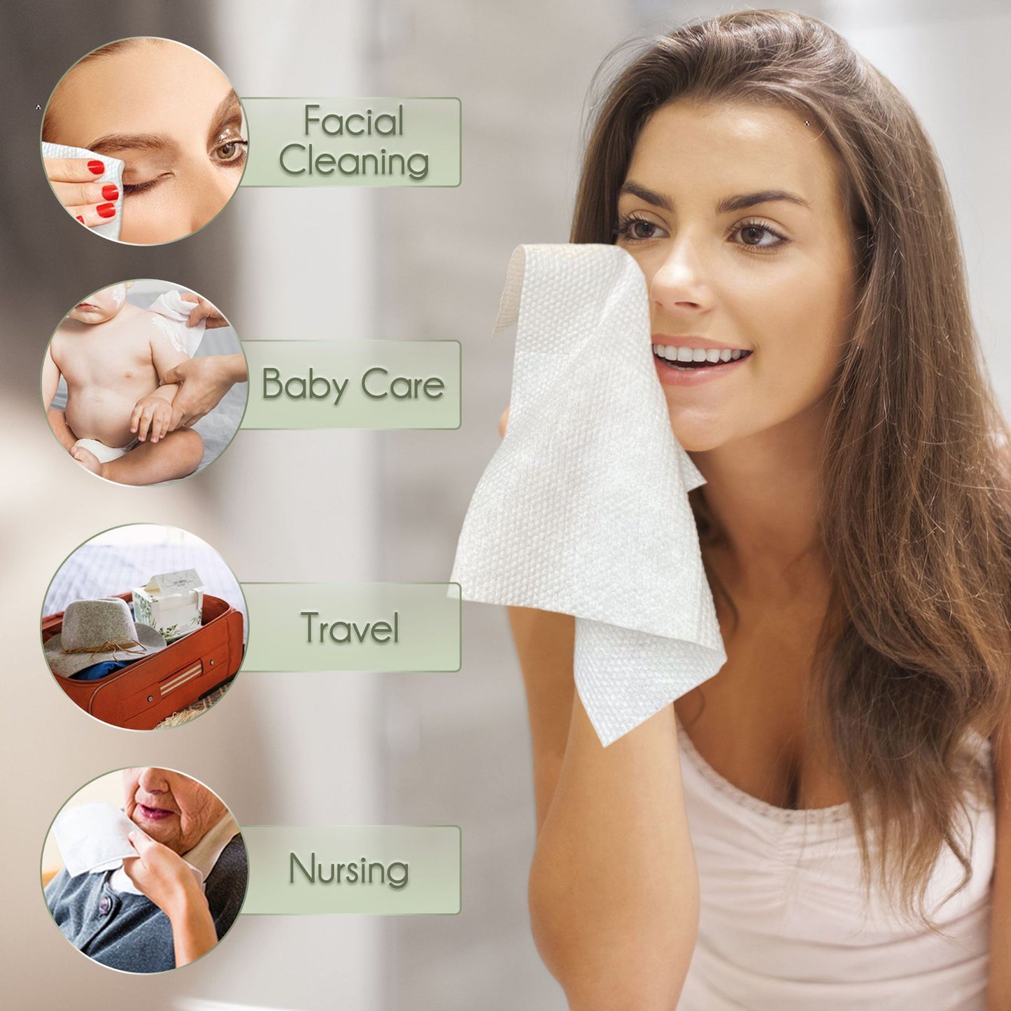 Nettoyant visage jetable portable de voyage