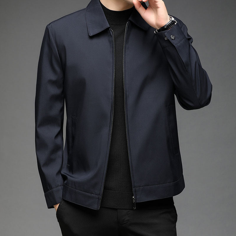 Veste d'automne décontractée à revers pour personnes d'âge moyen