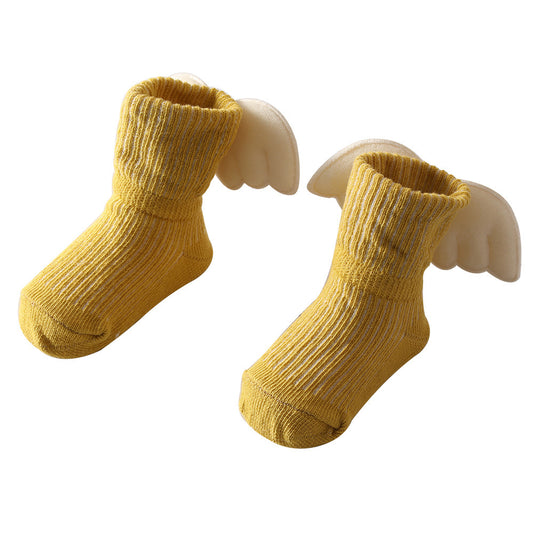 Chaussettes mignonnes et simples pour bébé avec ailes d'ange