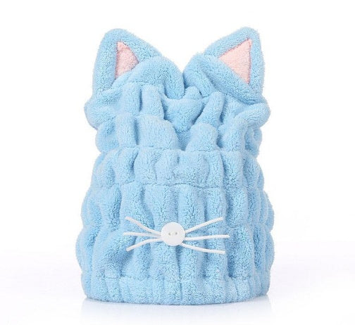 Serviette de bain sèche-cheveux avec oreilles de chat mignonnes