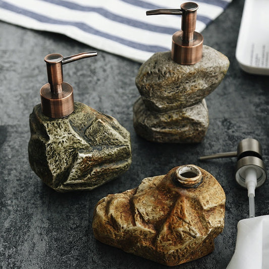 Distributeur de savon en céramique rétro en pierre