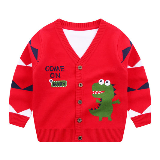 Cardigan pour garçon, veste, col en V, pull simple boutonnage, enfants