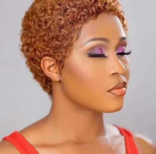 Perruque complète à micro-ondes pour femme, cheveux courts et bouclés, style explosif