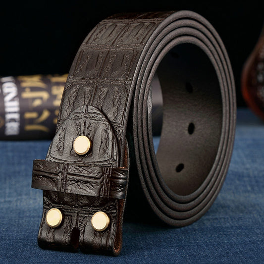 Ceinture sans tête en cuir pour homme avec boucle ardillon
