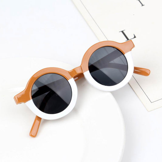 Lunettes de soleil rondes à imprimé léopard et patchwork pour enfants