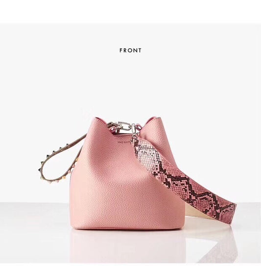 Sacs seau à imprimé léopard tendance pour femmes, sac à main à rivets, motif python, sacs à bandoulière de créateur