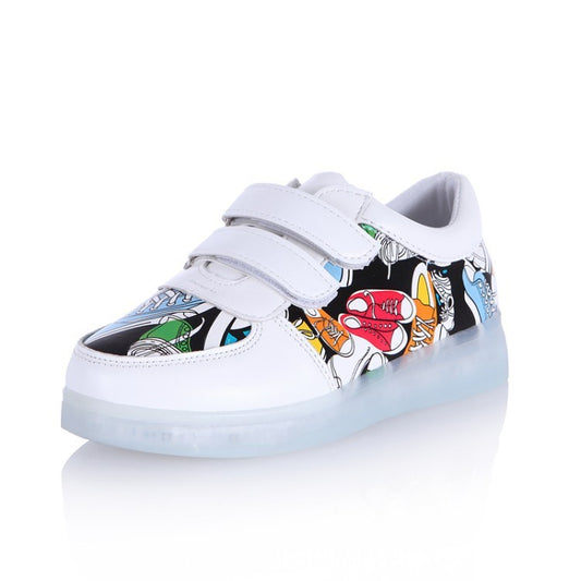 Chaussures lumineuses colorées pour enfants, printemps et été, en cuir souple, avec chargeur USB et LED, pour garçons