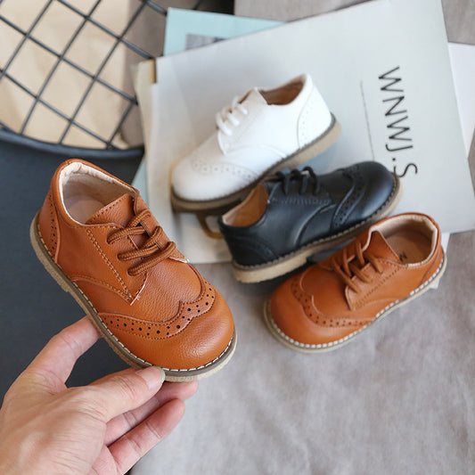 Chaussures en cuir pour garçons, style britannique, chaussures d'automne pour bébés, chaussures de princesse noires pour filles coréennes, chaussures simples