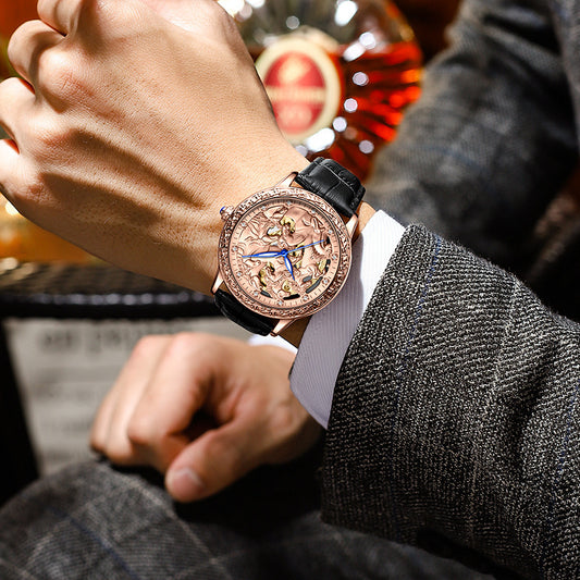 Montre mécanique automatique étanche à la mode évidée