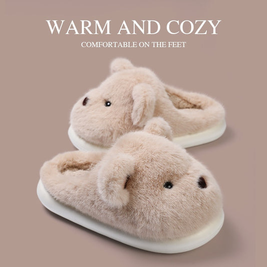 Chaussons d'intérieur antidérapants pour femme, chaussures chaudes en coton pelucheux, pour l'automne et l'hiver