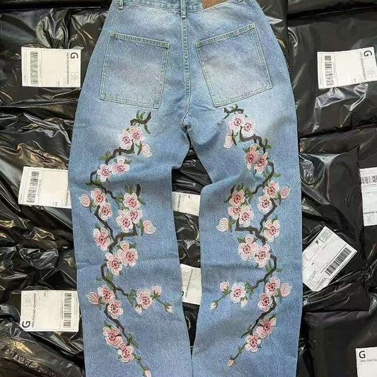 Pantalon ample décontracté d'été délavé style rétro américain