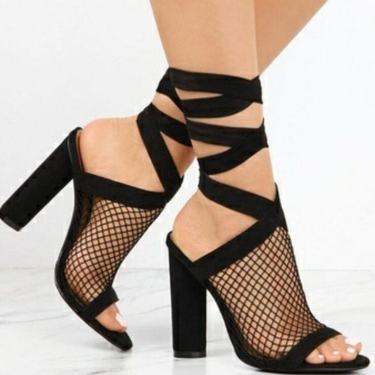 Sandales à talons hauts et lanières croisées pour femmes 