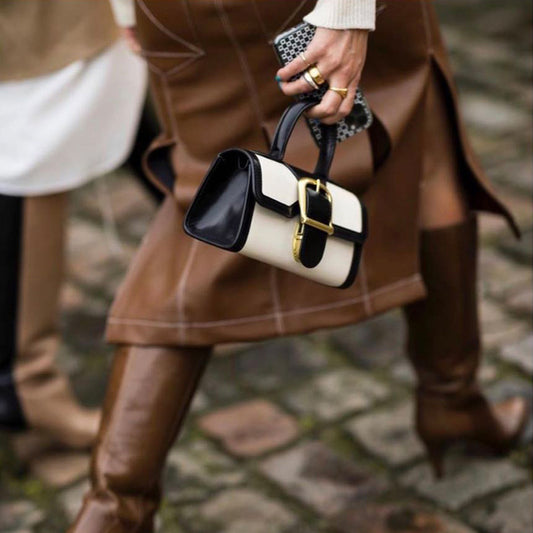 Sac de docteur français en cuir avec boucle carrée
