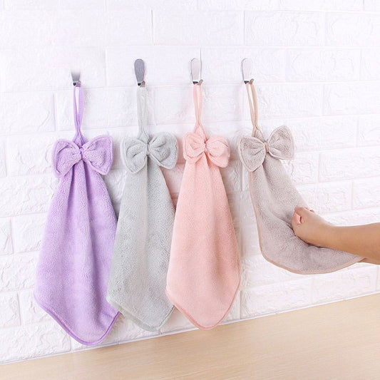 Serviette absorbante avec nœud en velours corail